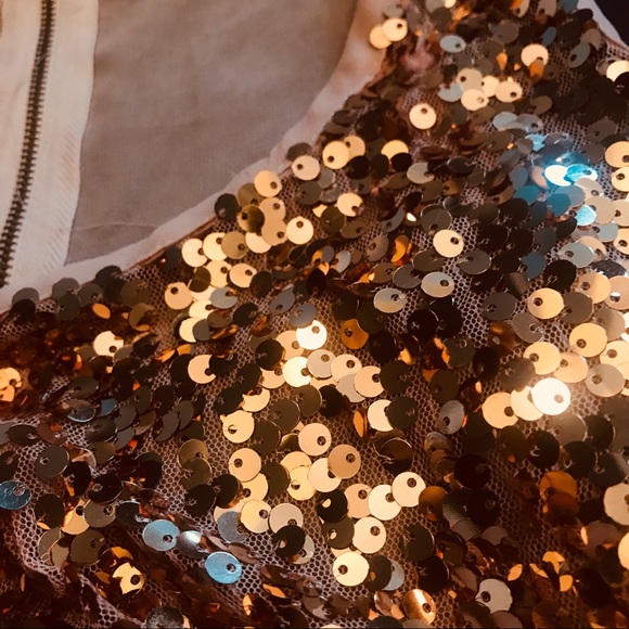 Sparkly blush & copper sequined boutique tank sz M - Picture 5 of 8